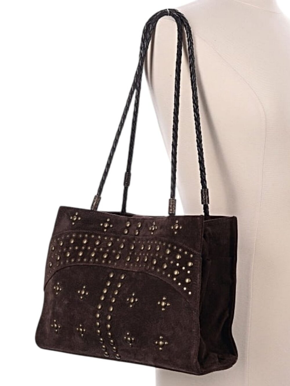 Vintage Scully Boho Studded Suede Shoulder Bag